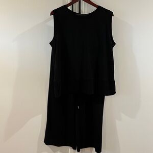 Black Sleeveless Top and wide leg pant travel set. Scuba like soft